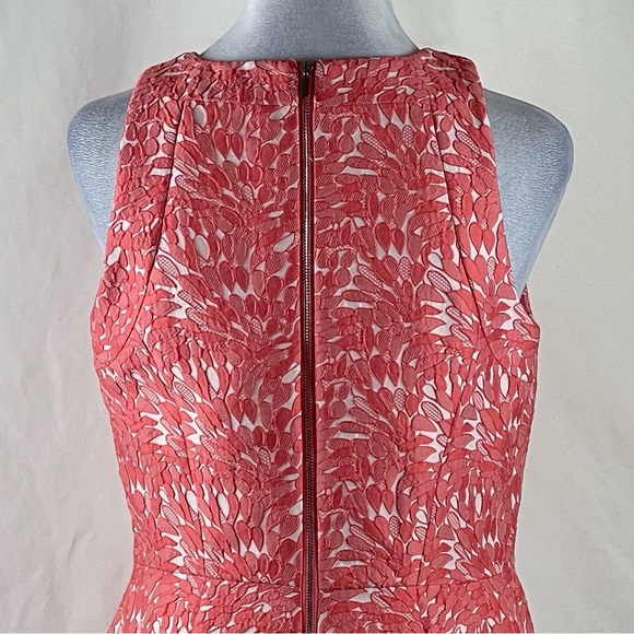 Ann Taylor Orange White Raised Floral Dress Size 6 - Picture 6 of 14